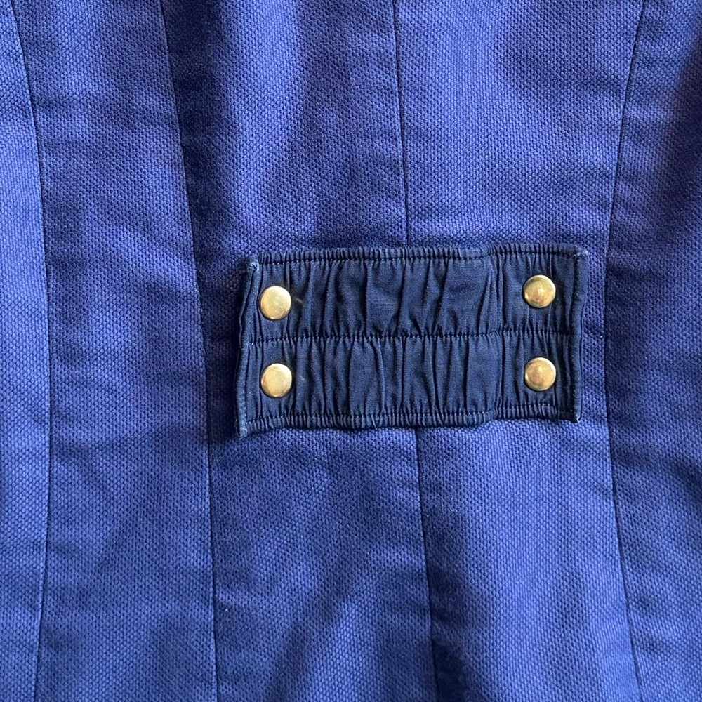 Blue Blazer Gold Button Utility Jacket Cotton Stretch Size 6 CAbi - Picture 6 of 8
